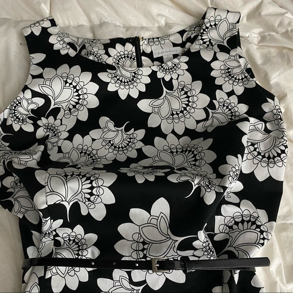 NEW Sheath Dress Charter Club Cotton Sleeveless lined scoop neck Black White 16 - Picture 2 of 11